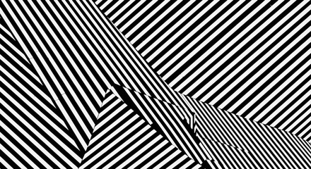 A dynamic composition using only diagonal lines, black and white, minimal style