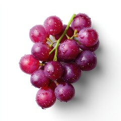 Fresh and Juicy Red Grapes with Water Droplets on White Background