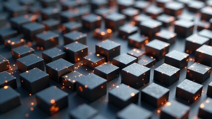 Obraz premium Dark Metallic Grid Cubes