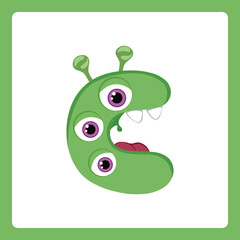 Small alphabet shapes cartoon monster c
