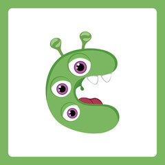 Small alphabet shapes cartoon monster c