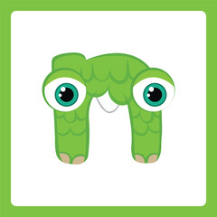Small alphabet shapes cartoon monster n