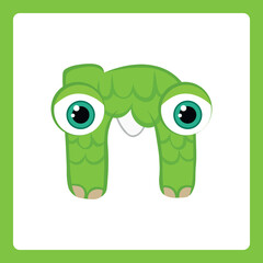 Small alphabet shapes cartoon monster n