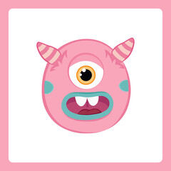 Small alphabet shapes cartoon monster o