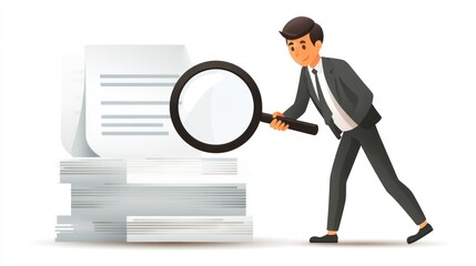 Businessman examines documents