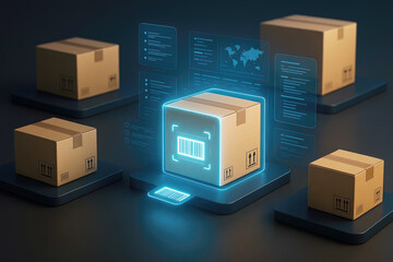 Cardboard Boxes with Digital Information Displays logistics shipping
