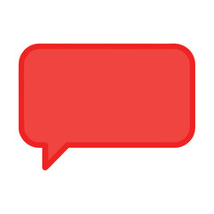 Thin red rectangle speech bubble communication icon
