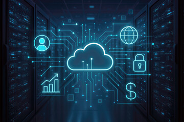 Digital network cloud data security finance growth technology data center