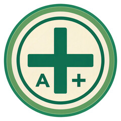 Obraz premium A+ Medical Symbol: Green Cross in Circular Emblem Isolated On Transparent Background