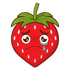 strawberry crying and scared face cartoon cute