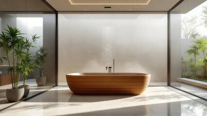 Luxury Modern Bathroom Oasis With Natural Light and Zen Garden Elements
