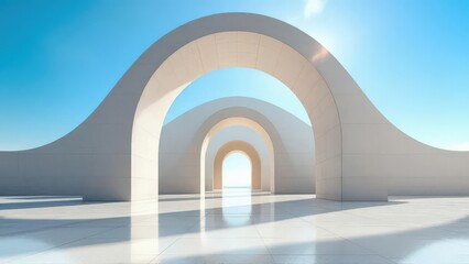Serene Architectural Arches and Sunlight Create a Vision of Hope and Future