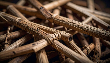 Close-up of Brown Wooden Sticks Bundled Together