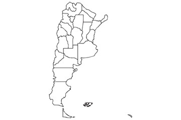Argentina map vector illustration with provinces outlined, editable for design, geography, and educational use.