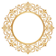 Elegant Gold Baroque Frame: Perfect for Design Projects Isolated On Transparent Background