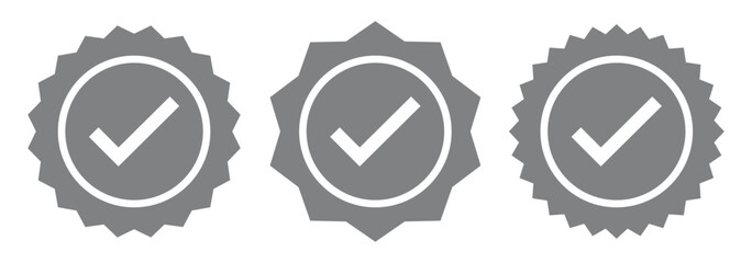 Verified badge profile set Verified badge. Valid. Social media account verification icon. Verified badge icon tick symbol vector approved check mark icon. EPS 10