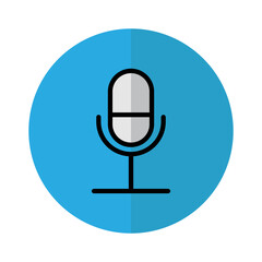 Microphone Flat Icon. Editable Stroke. Can be used for website UI and mobile apps.