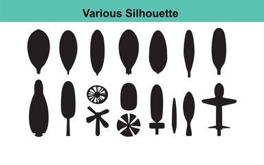 Various Silhouette Shapes: Vector Illustration of Abstract Black Silhouettes for Design, Art Projects, and Creative Graphic Resources