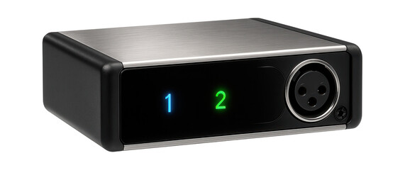 Obraz premium Dual-channel wireless receiver with XLR outputs and LED channel indicators