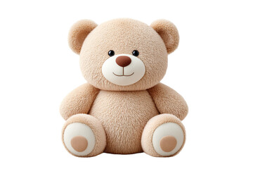 Obraz premium A cute, plush teddy bear with round ears, a smiling face, and soft textured fur sitting upright.