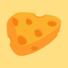 Slice of Cheese Simple flat illustration, minimalist design vector