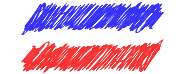 Highlighter Marker Strokes With Red and Blue Lines and Pencil Scribble Effects for Emphasis on a Transparent or White Background
