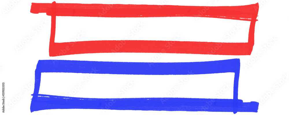 Poster rectangle frame created with red and blue marker scribble strokes for decorative text highlighting i