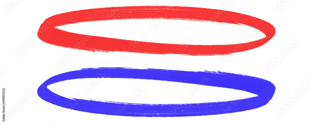 Fototapete circle shape frame using rough red and blue marker scribbles for grunge effect border or design acce