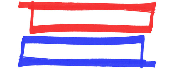 Rectangle Frame Created with Red and Blue Marker Scribble Strokes for Decorative Text Highlighting...