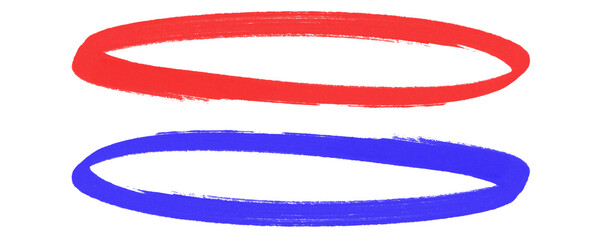 Circle Shape Frame Using Rough Red and Blue Marker Scribbles for Grunge Effect Border or Design...