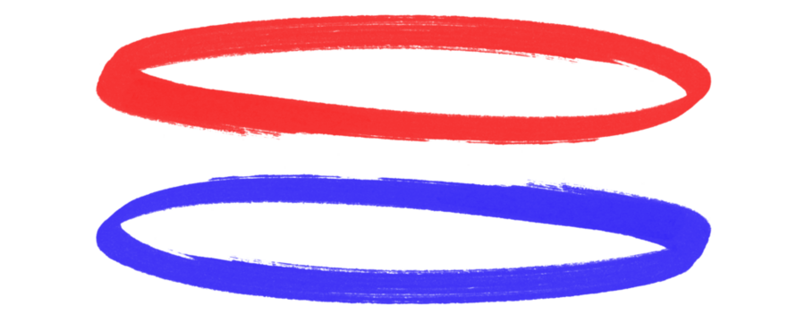 Circle Shape Frame Using Rough Red and Blue Marker Scribbles for Grunge Effect Border or Design Accent Isolated on a Transparent or White Background