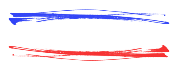 Freehand Stroke Combo in Blue and Red Marker for Creative Framing or Text Underline Isolated on a Transparent or White Background