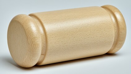 Light-colored wooden cylinder with rounded ends