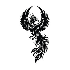 Phoenix Tribal Vector, Mythical Bird Illustration, Firebird Silhouette, Phoenix Tattoo Design