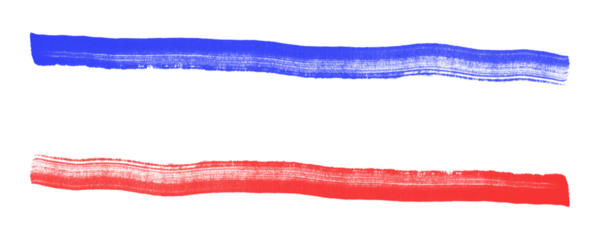 Expressive Red and Blue Marker Strokes for Framing, Underlining, or Creative Decoration Isolated on a Transparent or White Background