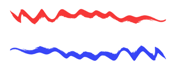 Creative Highlighting Set of Red and Blue Pencil and Pen Sketch Strokes for Typography on a Transparent or White Background