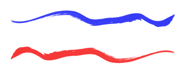 Red and Blue Marker Brush Lines With Scribble and Hatching Effects for Notes on a Transparent or White Background
