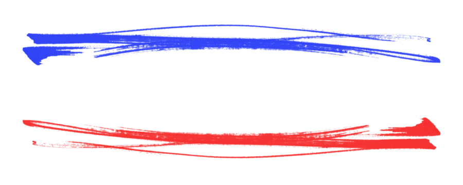 Freehand Stroke Combo in Blue and Red Marker for Creative Framing or Text Underline Isolated on a Transparent or White Background