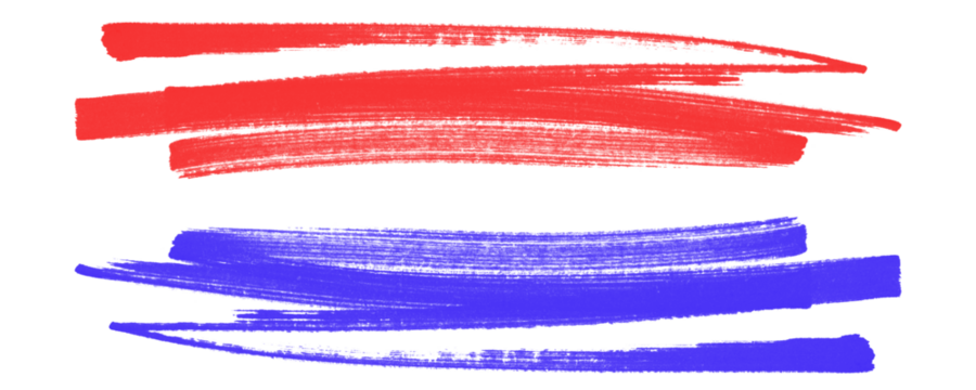 Artistic Hand-Drawn Strokes Using Red and Blue Markers and Grunge Pencil Style for Notes on a Transparent or White Background