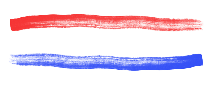 Red and Blue Highlight Marker Scribbles Depicting Energy, Motion, and Expression Isolated on a Transparent or White Background