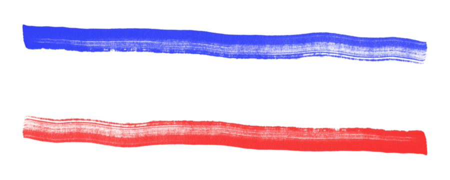 Expressive Red and Blue Marker Strokes for Framing, Underlining, or Creative Decoration Isolated on a Transparent or White Background