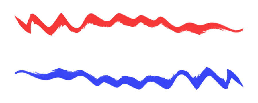 Creative Highlighting Set of Red and Blue Pencil and Pen Sketch Strokes for Typography on a Transparent or White Background