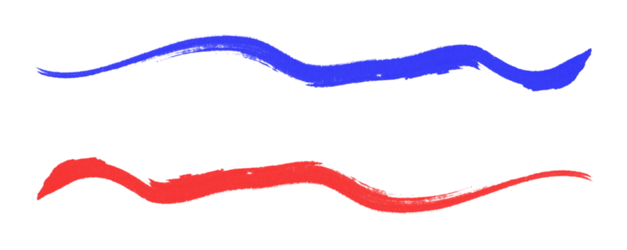 Red and Blue Marker Brush Lines With Scribble and Hatching Effects for Notes on a Transparent or White Background
