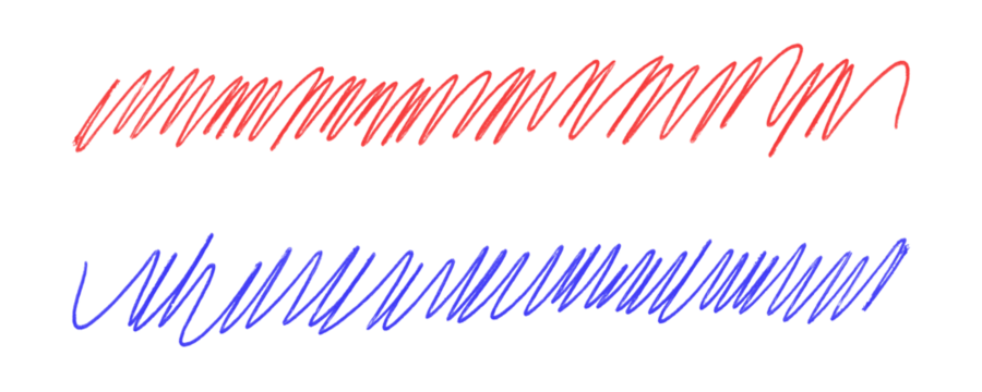 Red and Blue Highlighter Lines With Hand-Drawn Scrawl Hatching and Pencil Texture for Underlining on a Transparent or White Background - Powered by Adobe