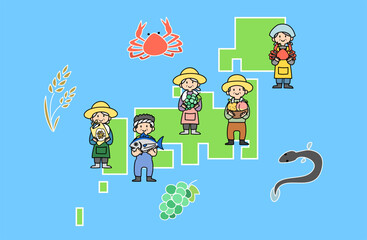 ふるさと納税の返礼品と生産者のイラスト