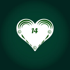 14 August Heart Design with Crescent Star Pakistan National Love Graphic