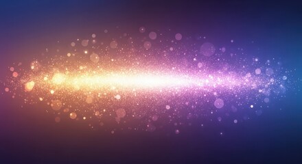 Abstract glowing particles create a vibrant, magical light effect