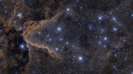 Dense cluster of brilliant stars illuminating a deep cosmic backdrop with swirling interstellar...