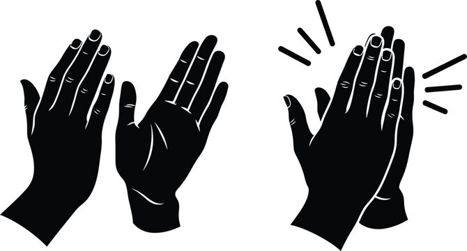 Vector art of a pair of hands is shown clapping in applause, symbolizing celebration and achievement