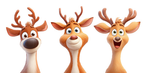 Three cartoon reindeer characters together